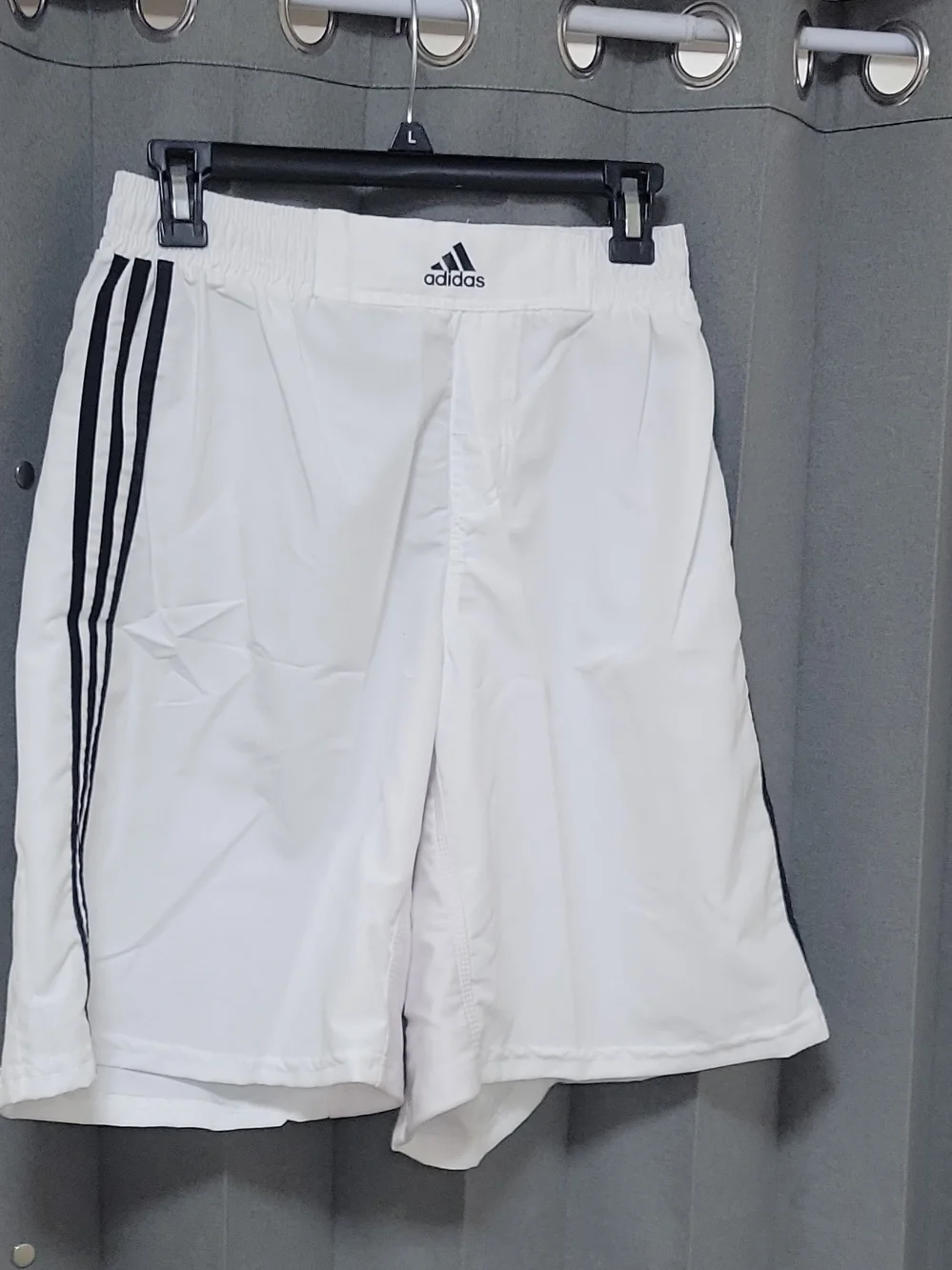 adidas Men’s White Athletic Shorts with Black Side Stripes